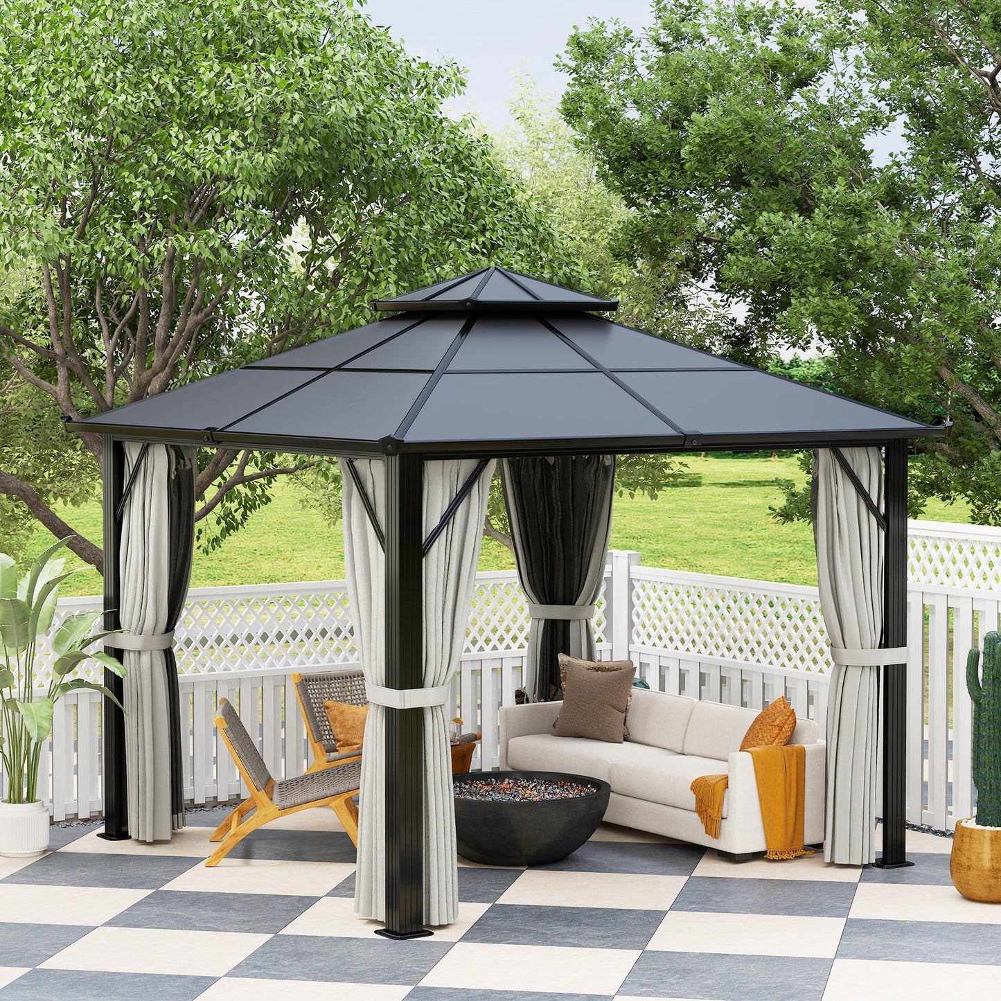 3 x 3(m) Hardtop Gazebo Canopy with UPF30+ Double Polycarbonate Roof