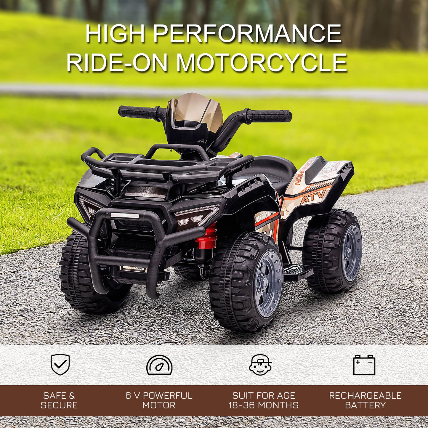 Kids Ride-on Four Wheeler ATV Car with Real Working Headlights