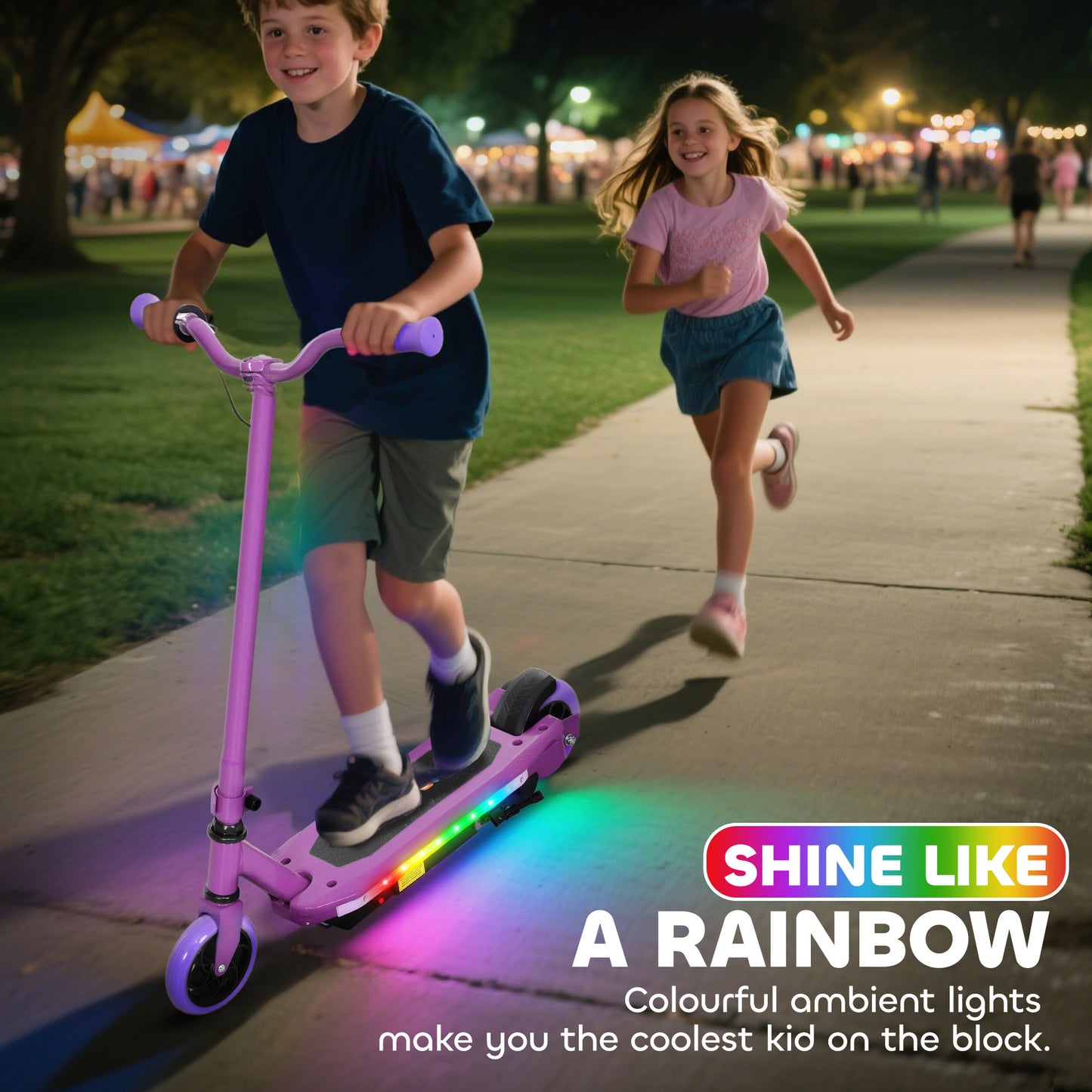 Electric Scooter for Kids 6-14 Years, with Colourful Lights