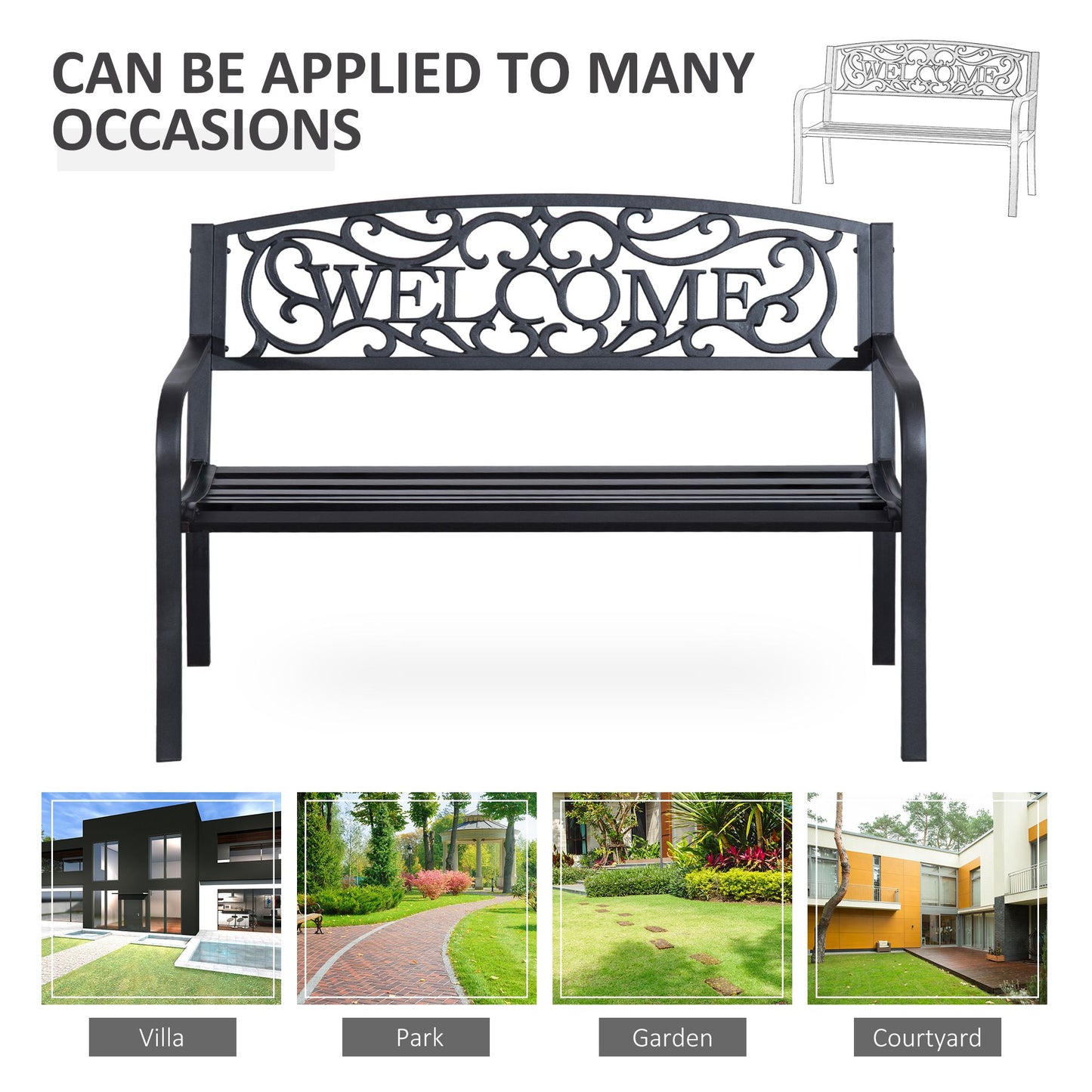 126Lx60Wx85H cm Steel Bench