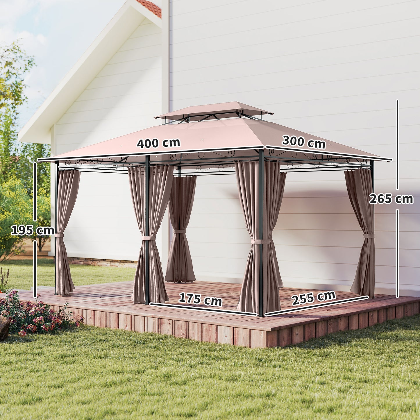 4m x 3(m)Garden Gazebo, Double Roof Outdoor Gazebo Canopy Shelter (1)