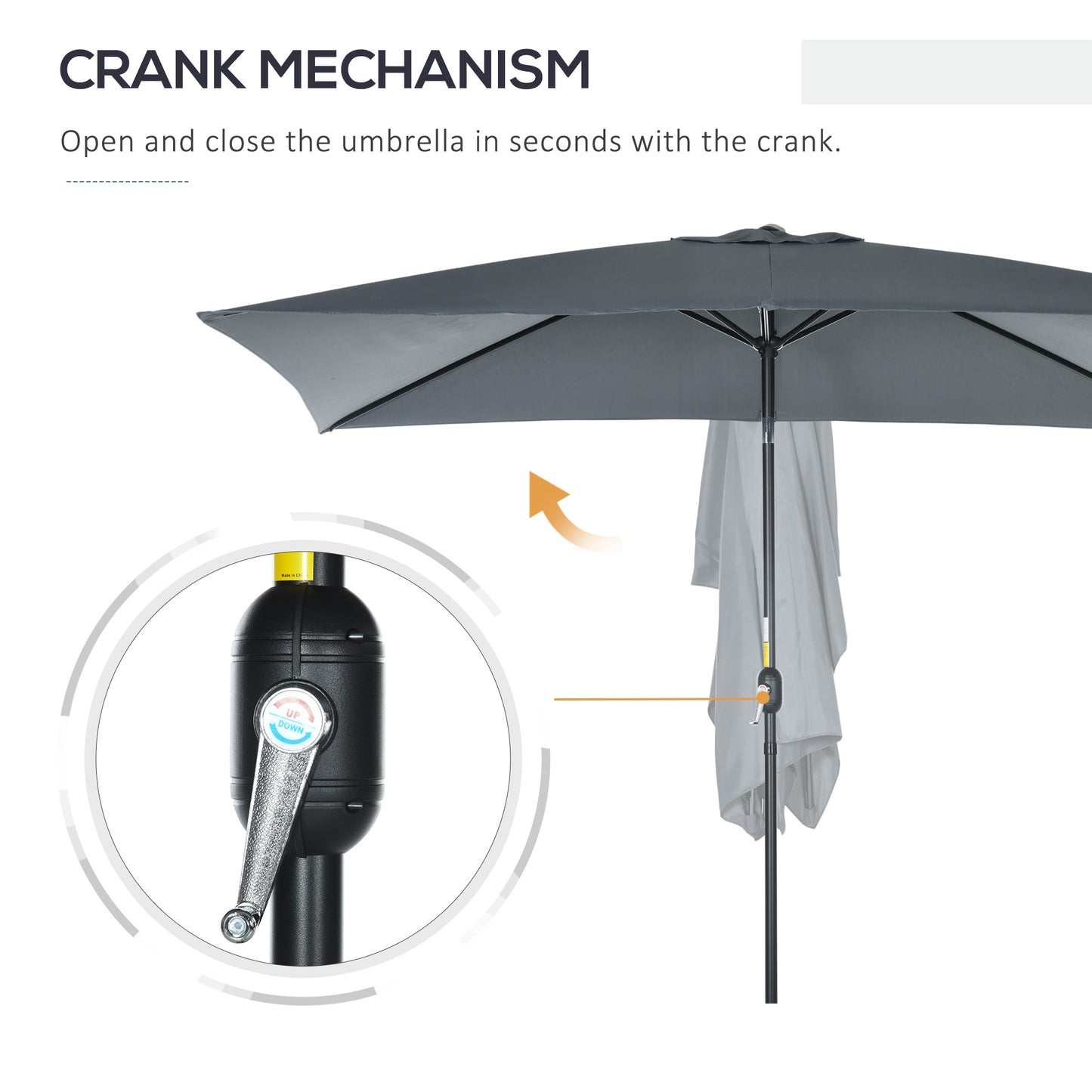 3x2m Garden Parasol Umbrella with Aluminium Pole, Tilt and Crank