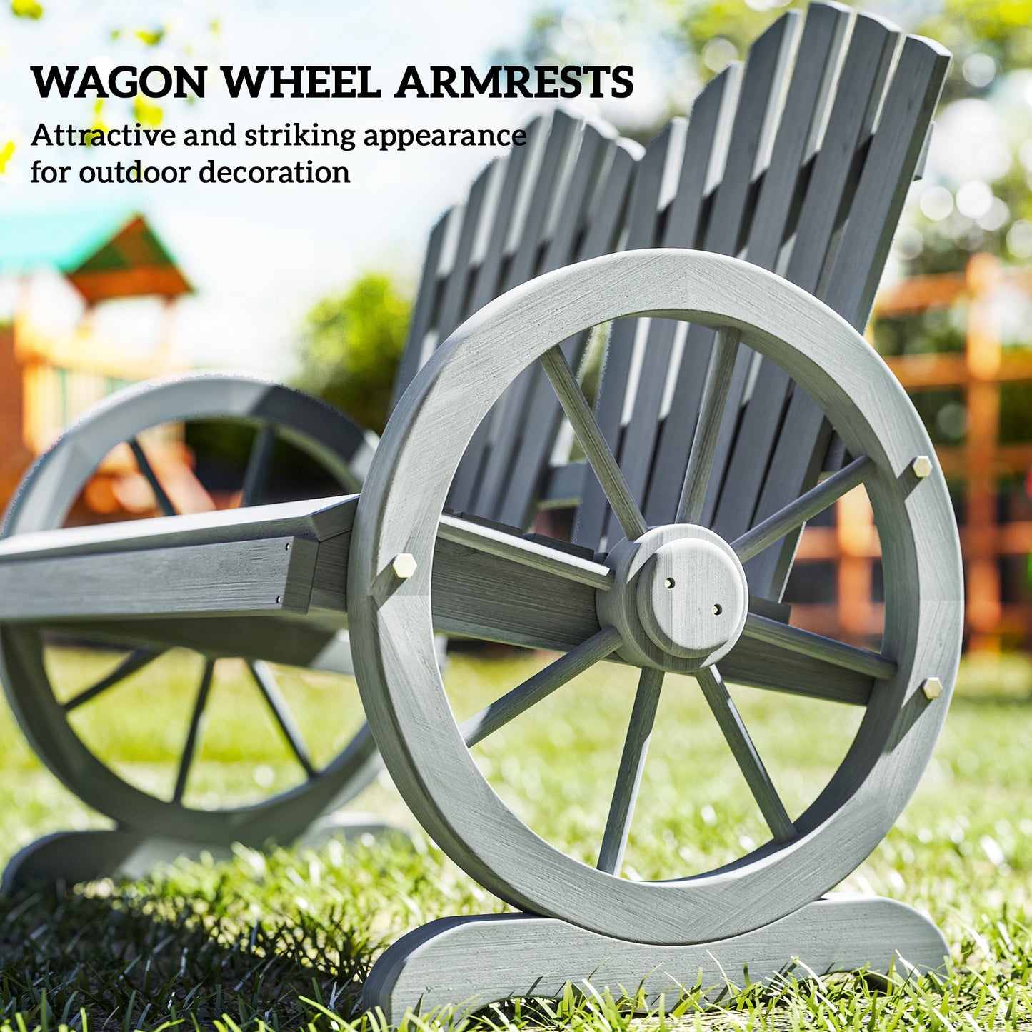 Fir Wood Love Seats with Wheel-Shaped Armrests