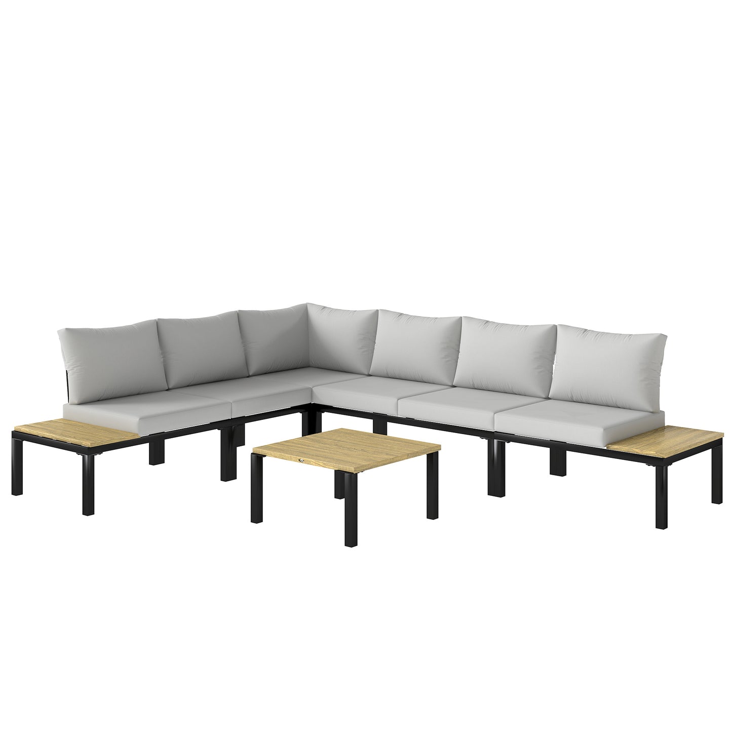 Garden Furniture Set, 6 Piece Corner Sofa Set with Loveseat