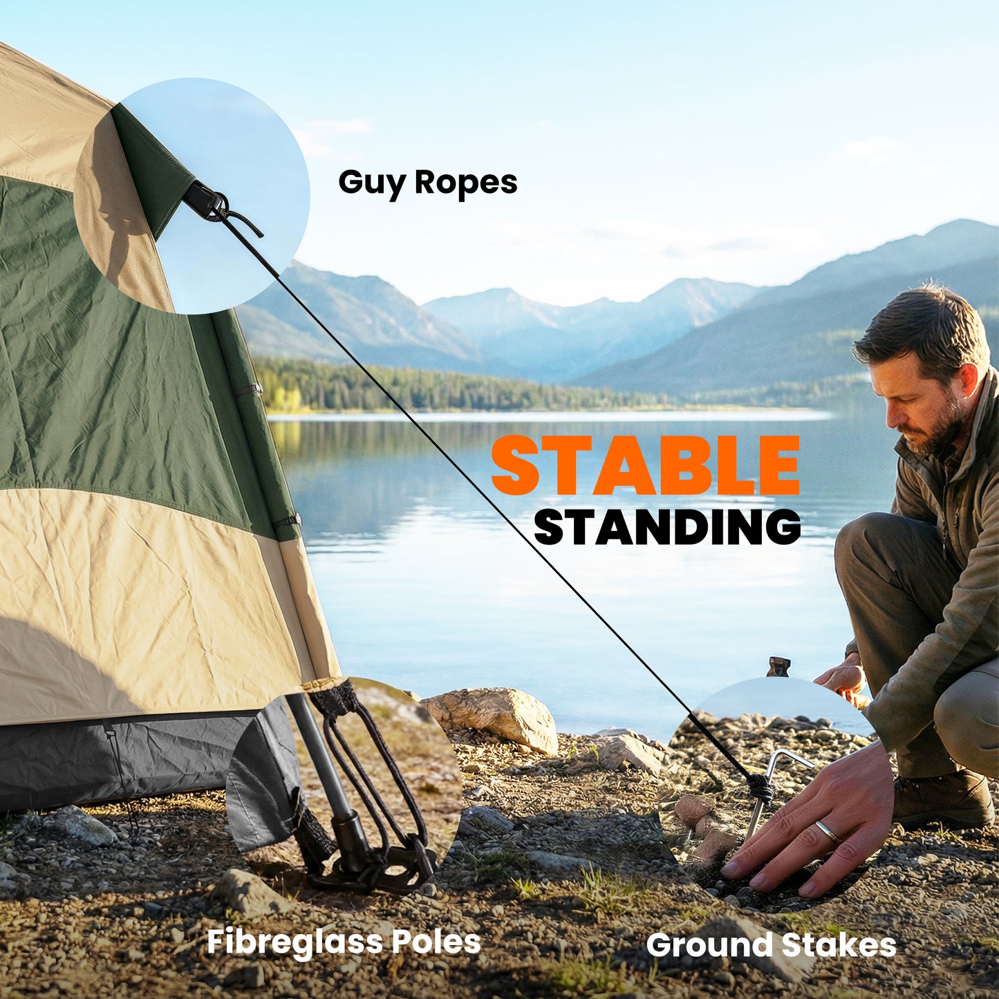 Double Layer Instant Pop Up Tent with Rainfly