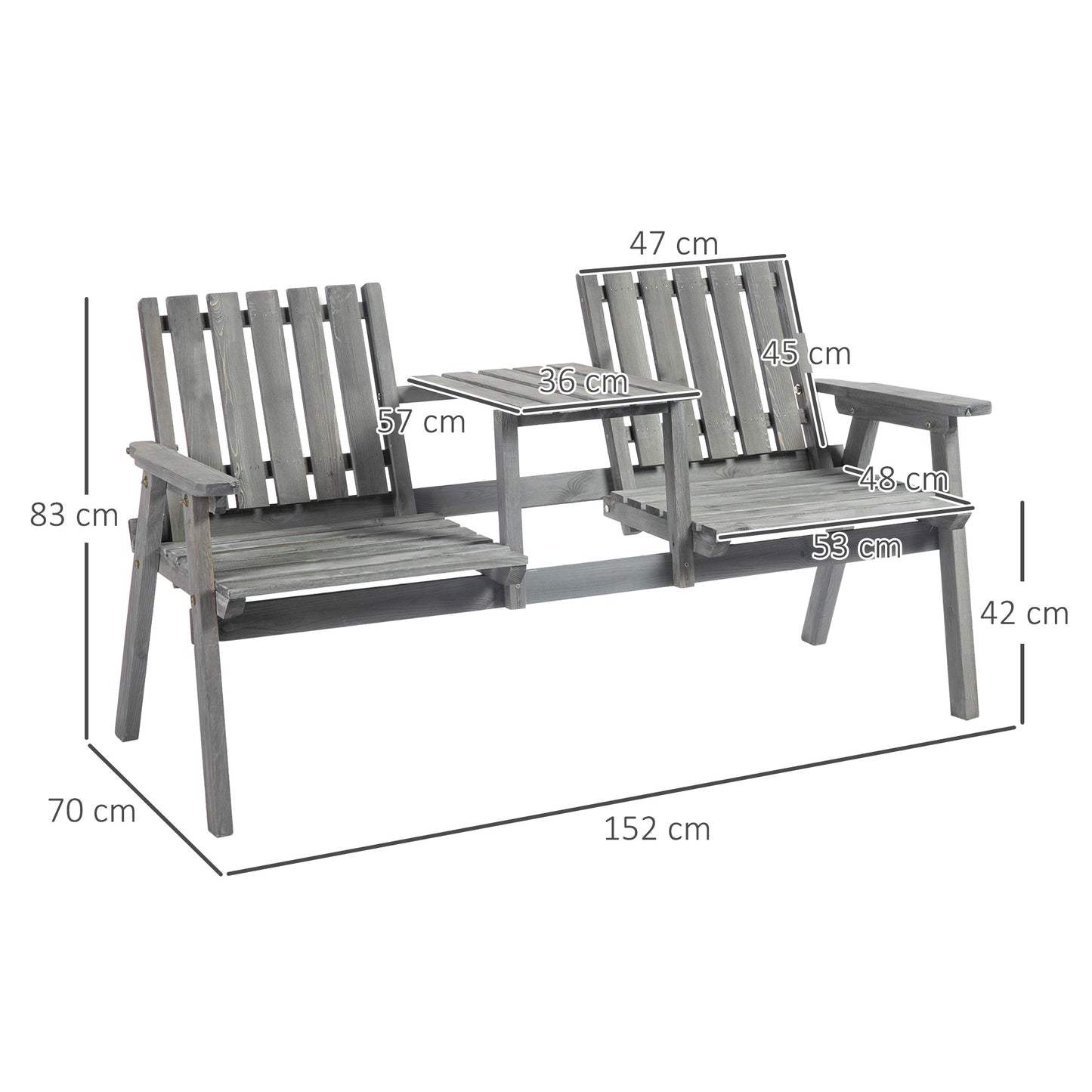2-Seater Garden Bench Antique Loveseat for Yard, Lawn, Porch, Patio