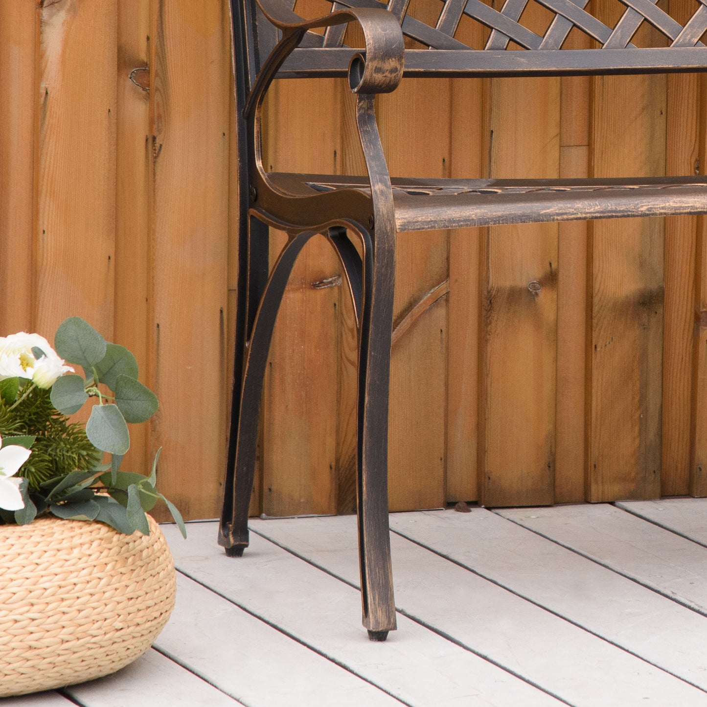 Cast Aluminium Outdoor Garden Bench 2 Seater Antique Patio Loveseat