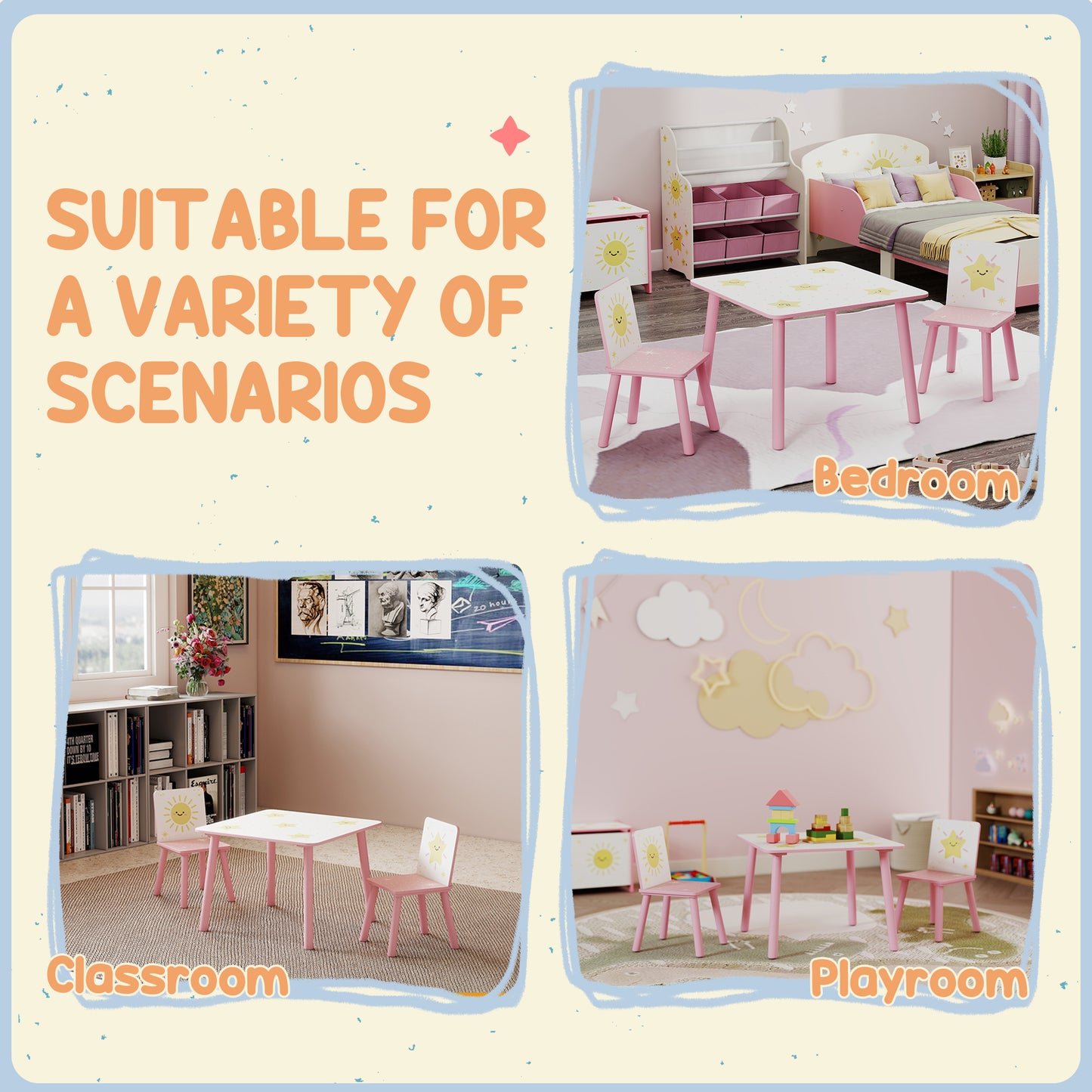 3-Piece Toddler Table and Chair Set