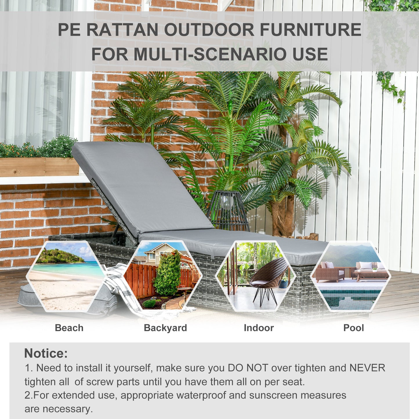 PE Rattan Sun Loungers set of 2 with Cushion (1)
