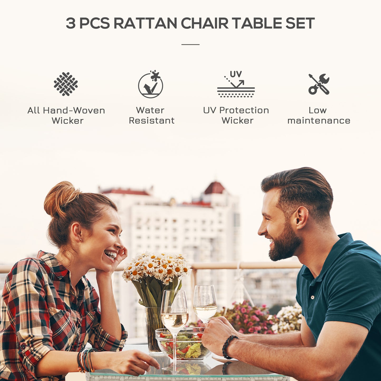 3 Pieces Rattan Bistro Set (3)