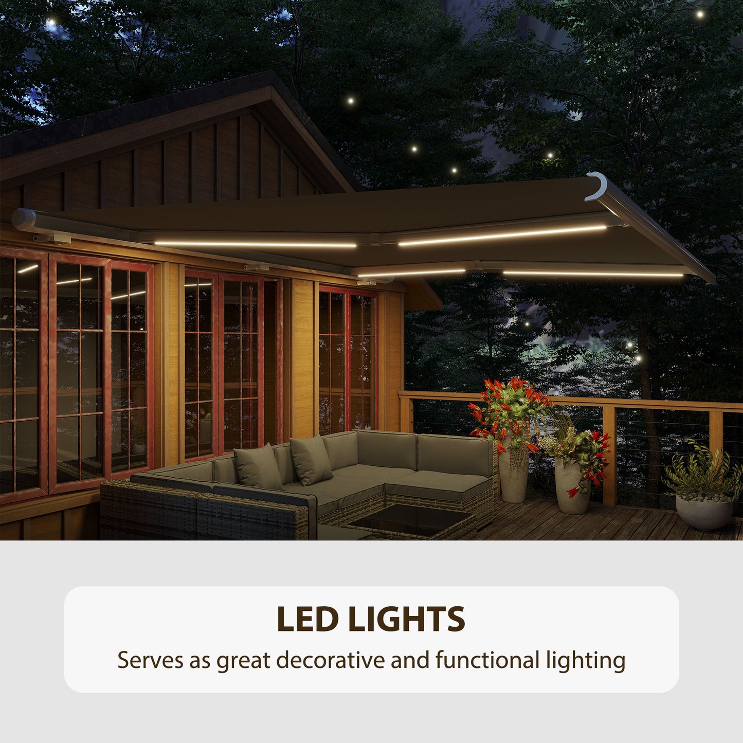 4x3m Full Cassette Electric/Manual Retractable Awning with LED Light
