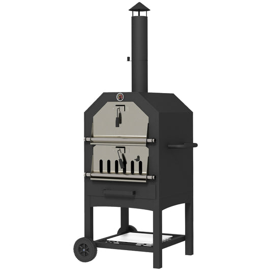 Steel 3-Tier Outdoor Pizza Oven Charcoal BBQ Grill