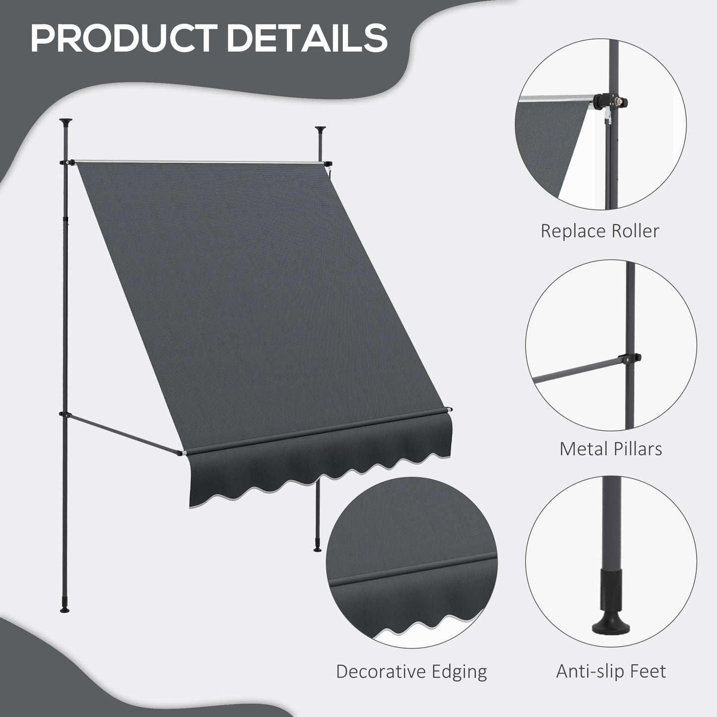 2 x 1.2m Manual Retractable Awning