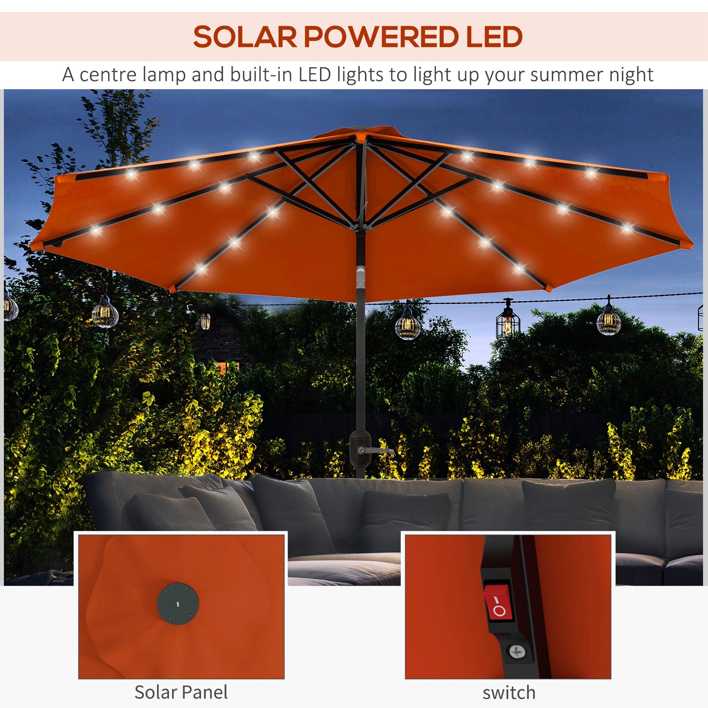 2.7m Outdoor Patio Garden Umbrella Parasol with Tilt Crank