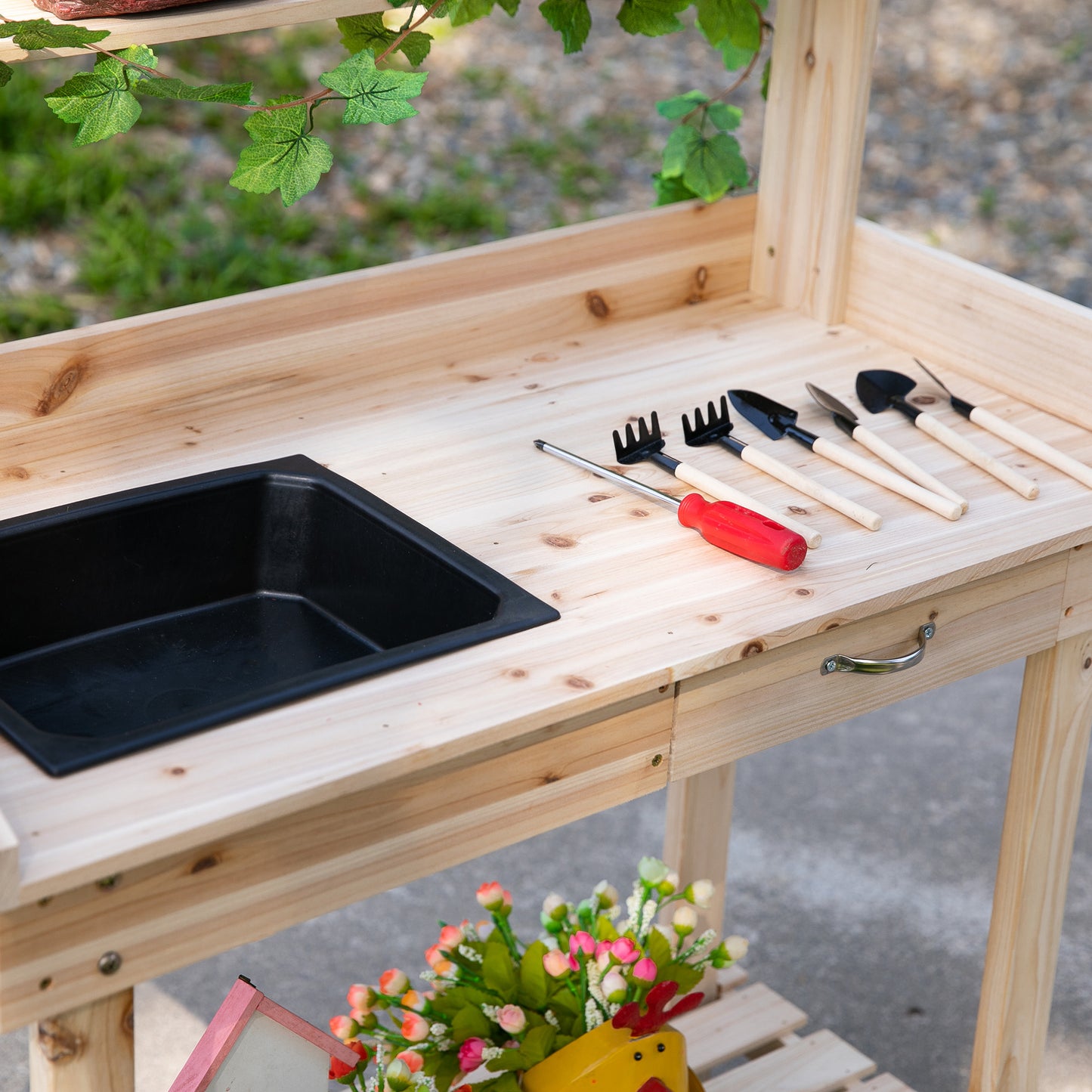 Garden Potting Bench Table, Wooden Work Station