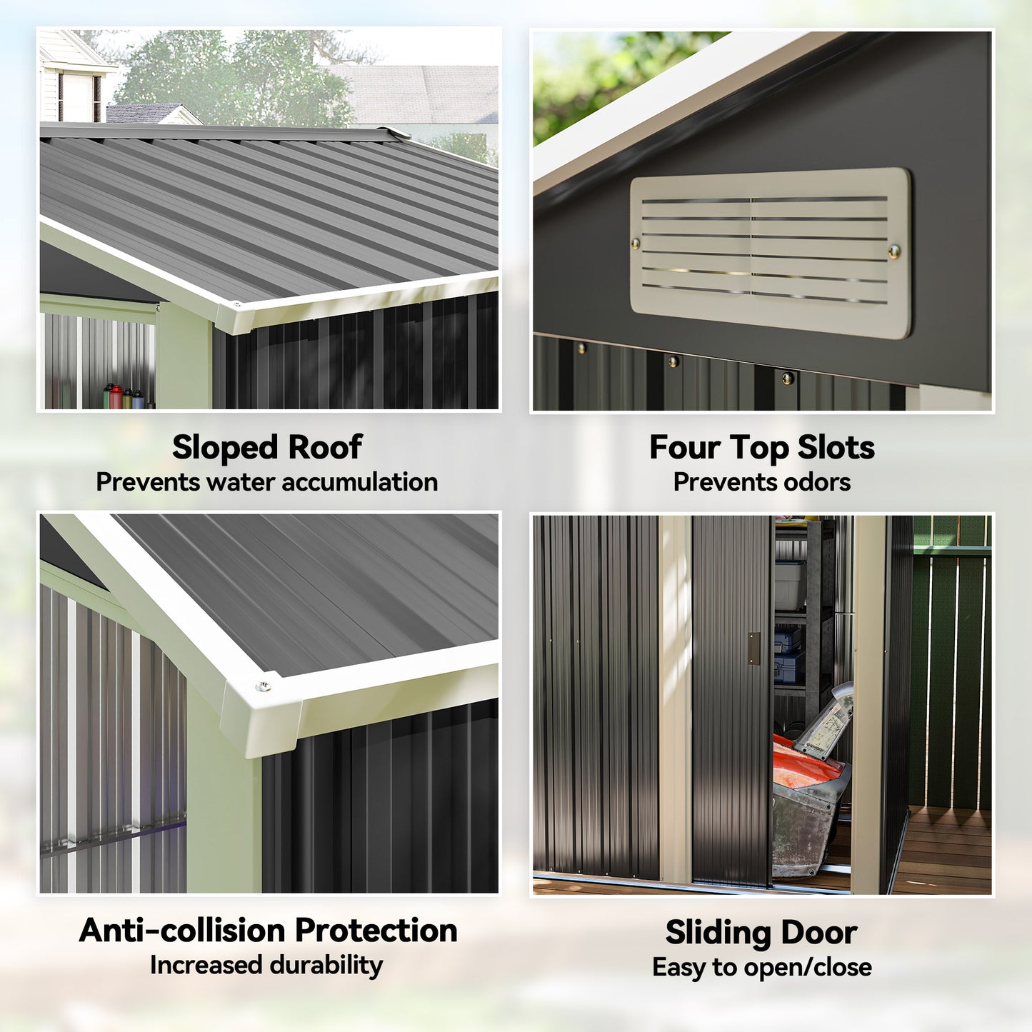 Garden Metal Tool Storage Shed with Sliding Door