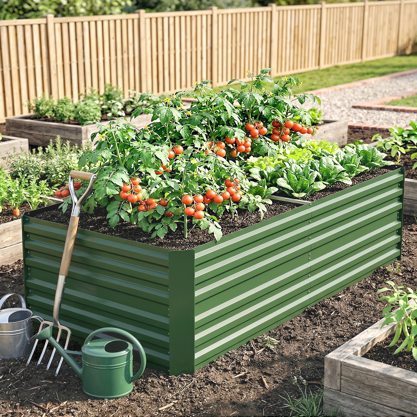 Raised Beds for Garden, Galvanised Steel Outdoor Planters (3)