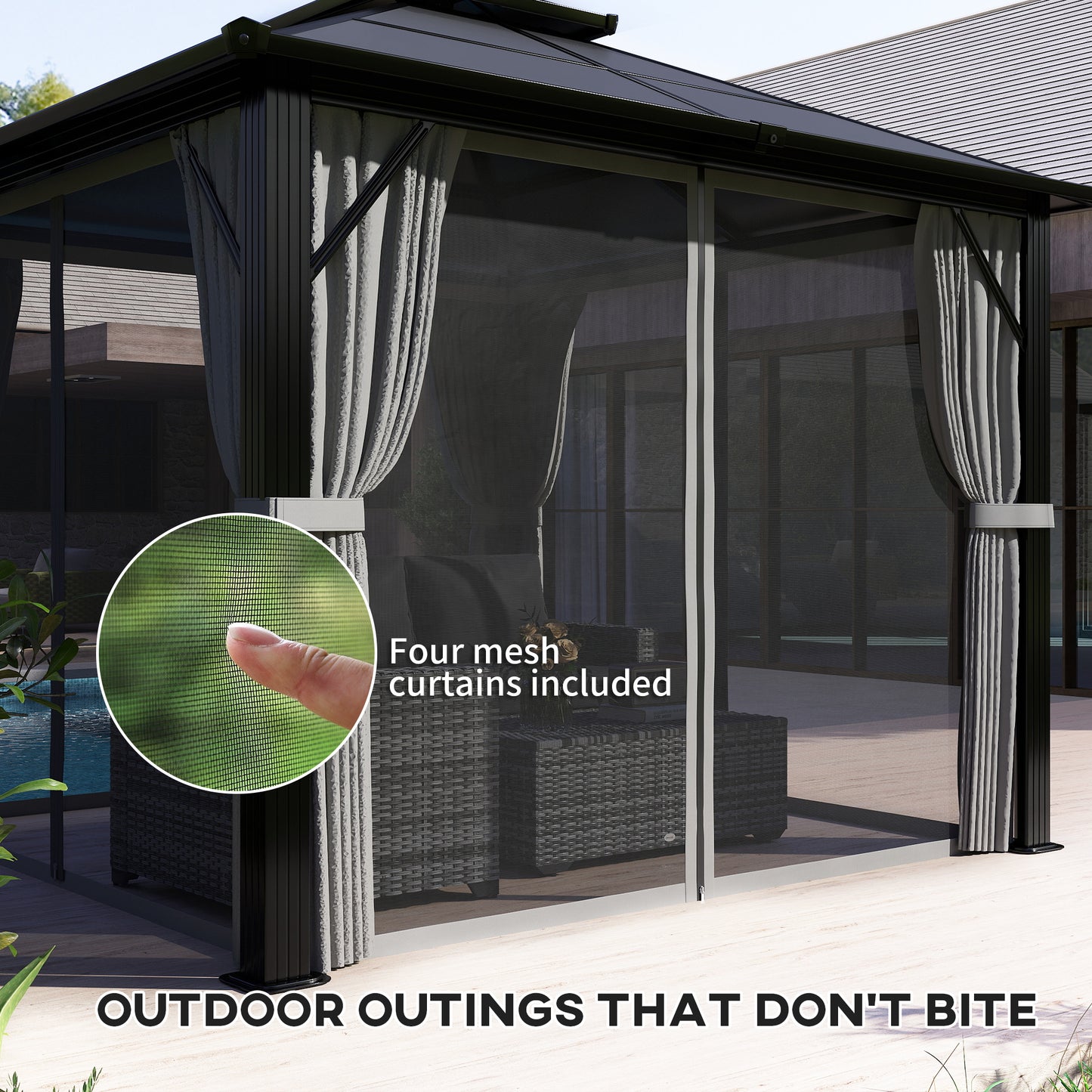 3 x 3(m) Hardtop Gazebo Canopy with UPF30+ Double Polycarbonate Roof