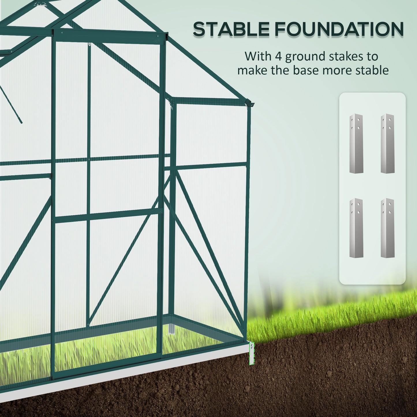 6 x 2.5ft Polycarbonate Greenhouse Walk-In Green House