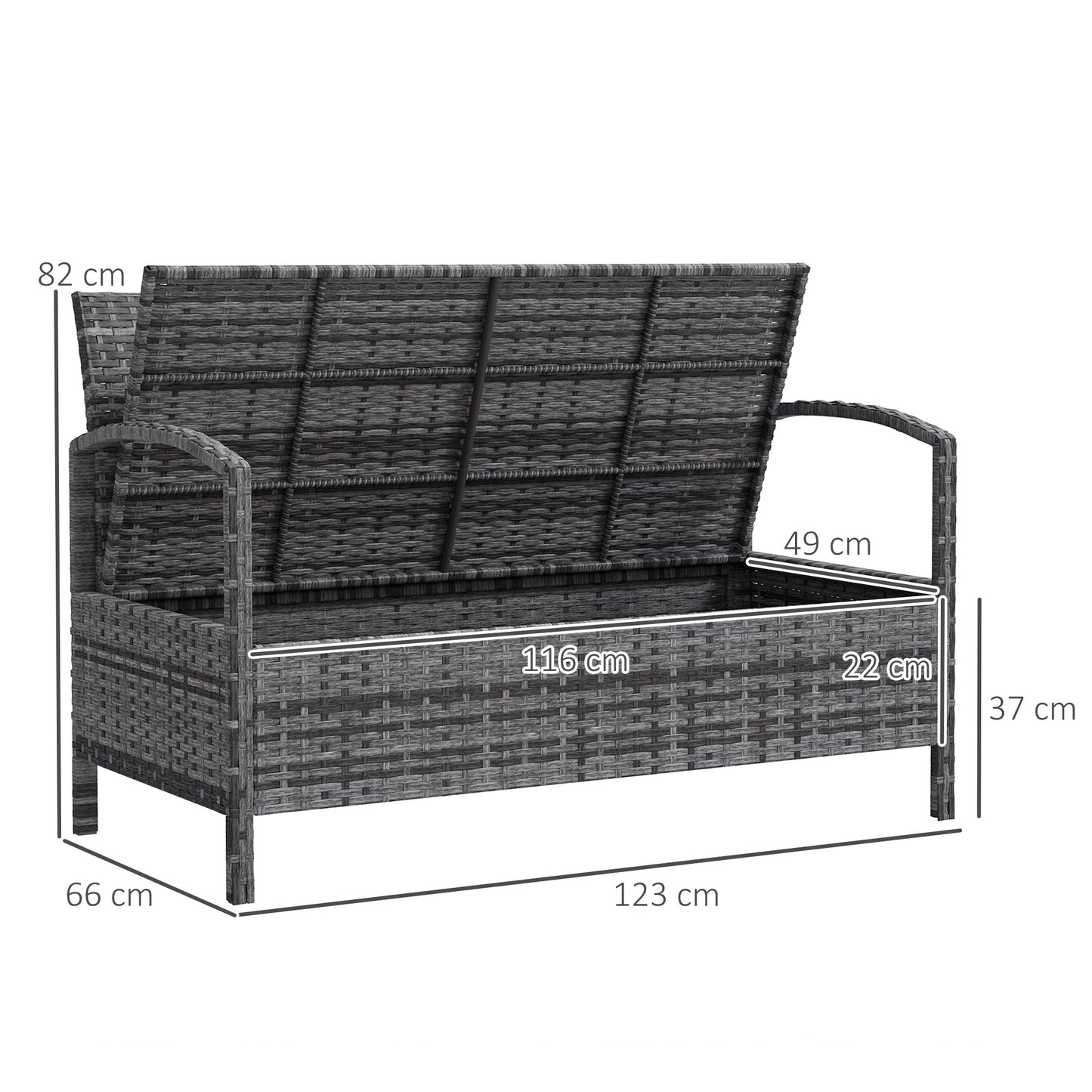125L Storage Garden Bench, with Cushion