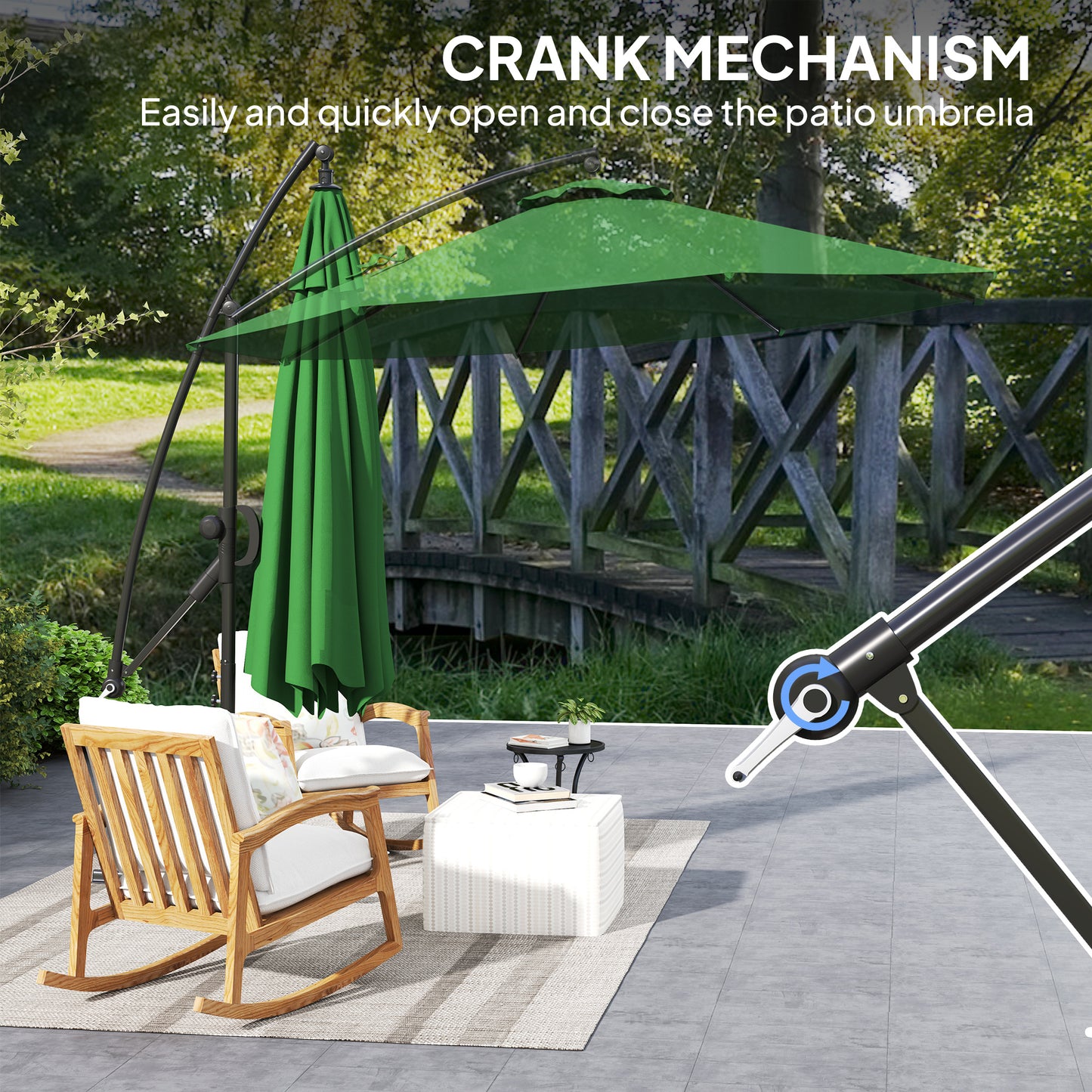 3(m) Garden Cantilever Parasol with Cover and Wind Protection Strap