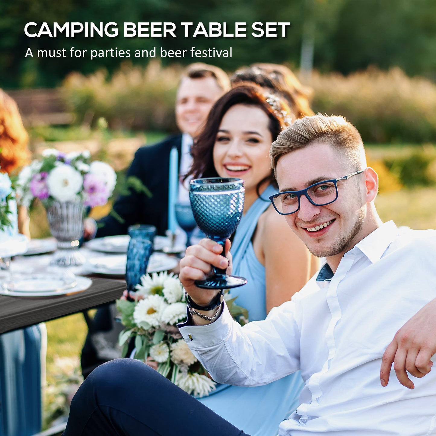 Folding Picnic Table with 2 Benches