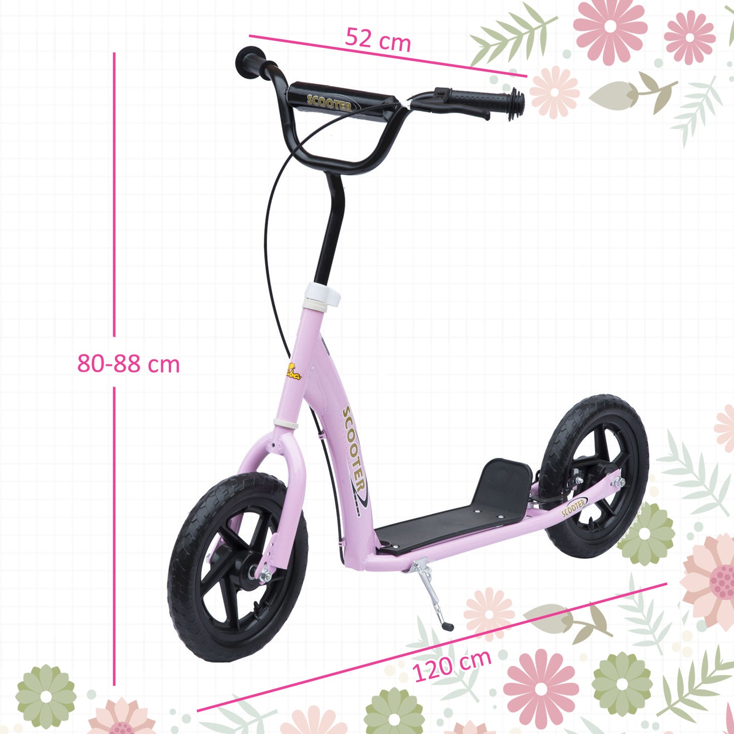Kids Scooter Kick Scooter, with 12" EVA Tyres, Rear Brake