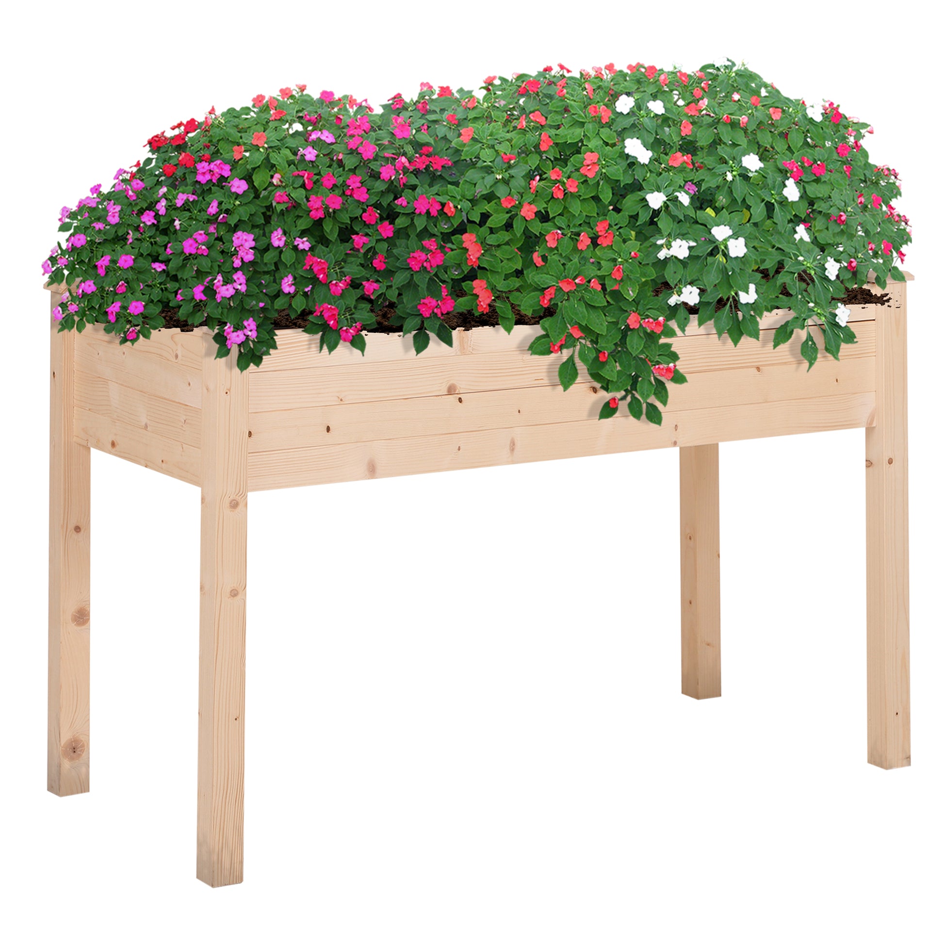 Garden Wooden Planters， Non-Woven Fabric, Rectangular Raised Bed