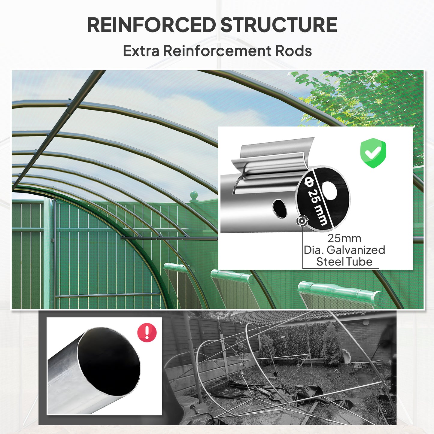Polyethylene Upgraded Structure Walk-in Polytunnel Greenhouse, 6 x 3 m