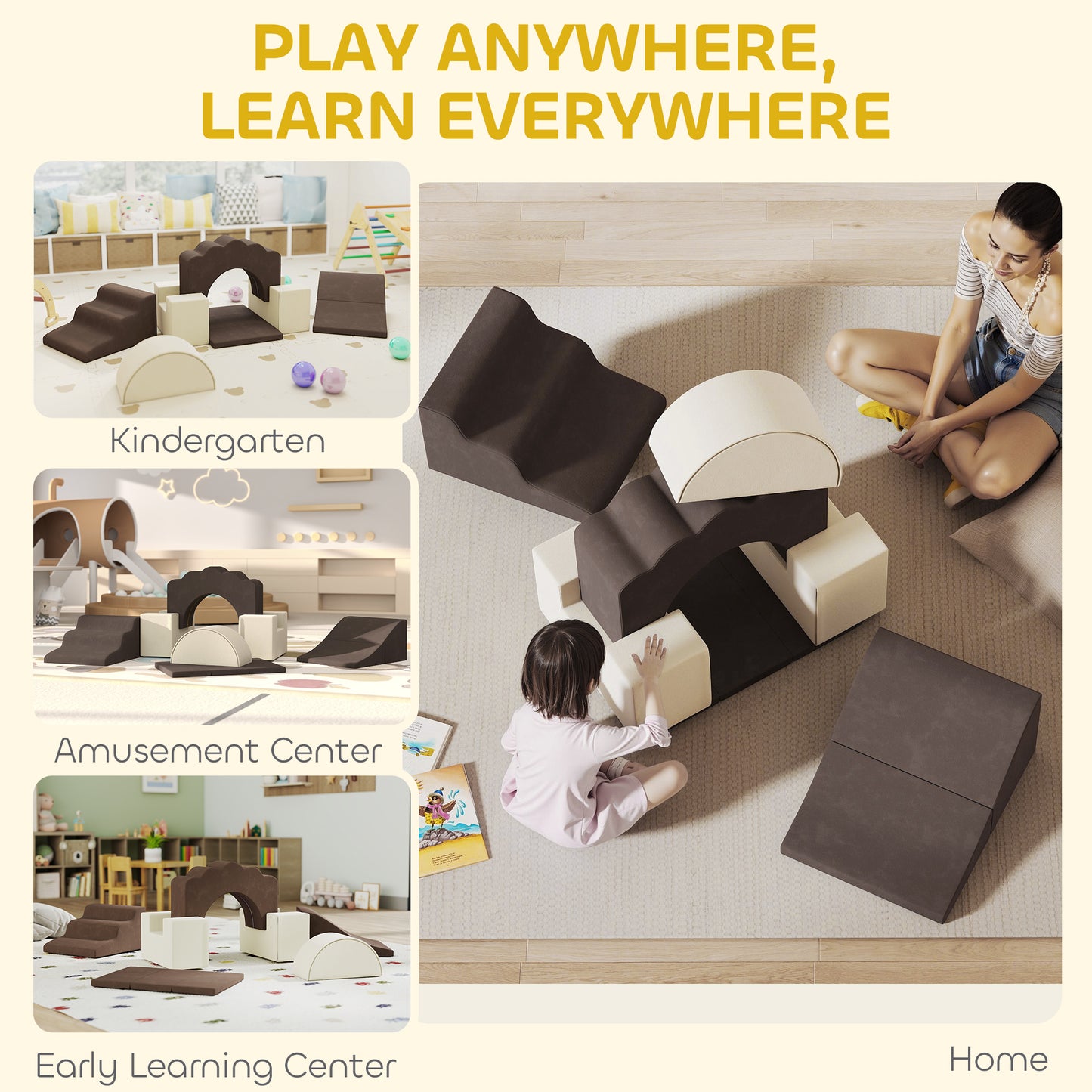 7 Piece Kids Soft Play Set with Detachable Cover