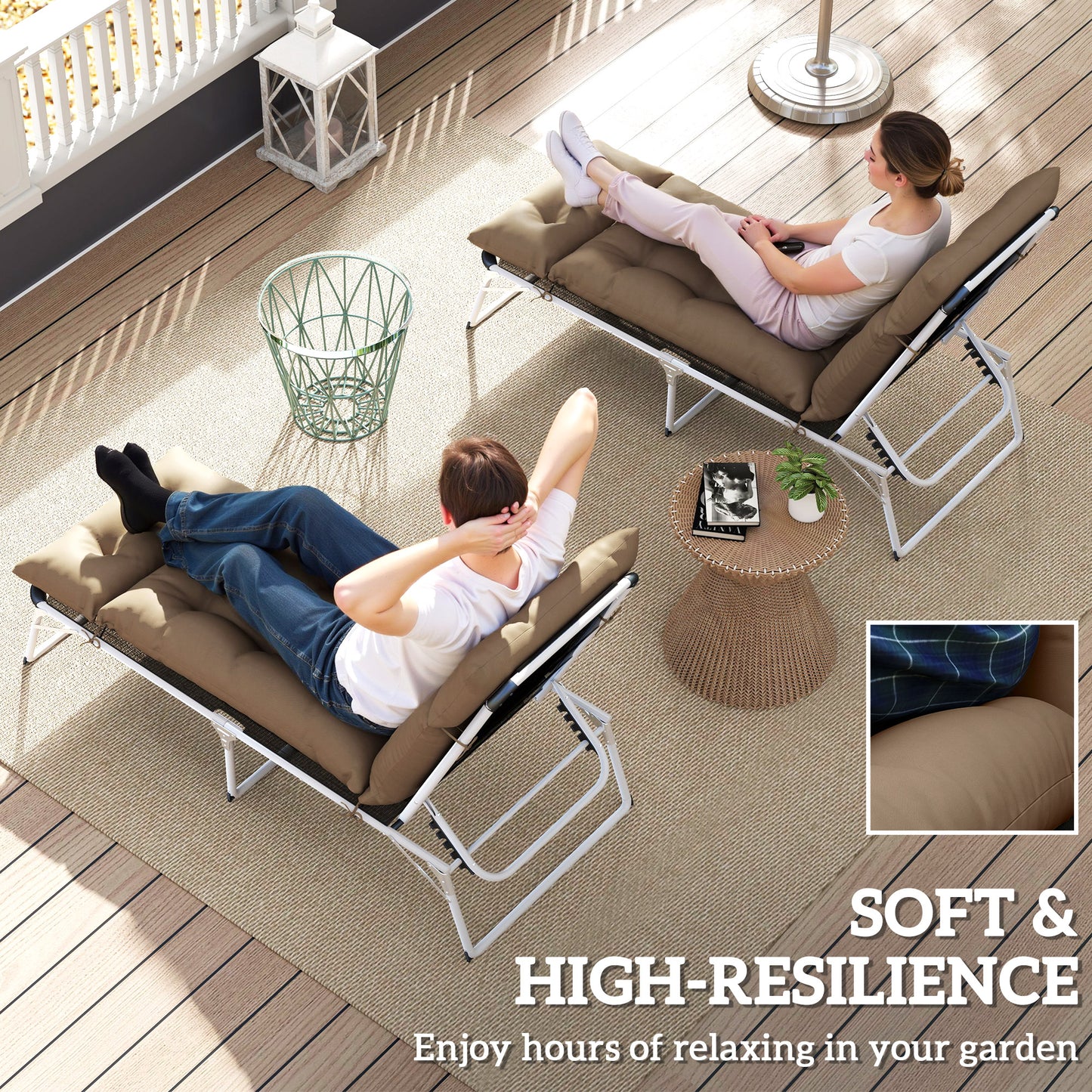 Set of Two 190 x 56cm Sun Lounger Cushions