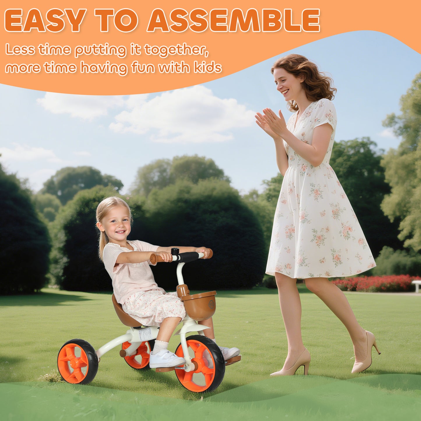 Kids Trike, Toddler Tricycle with Front Basket and EVA Wheels