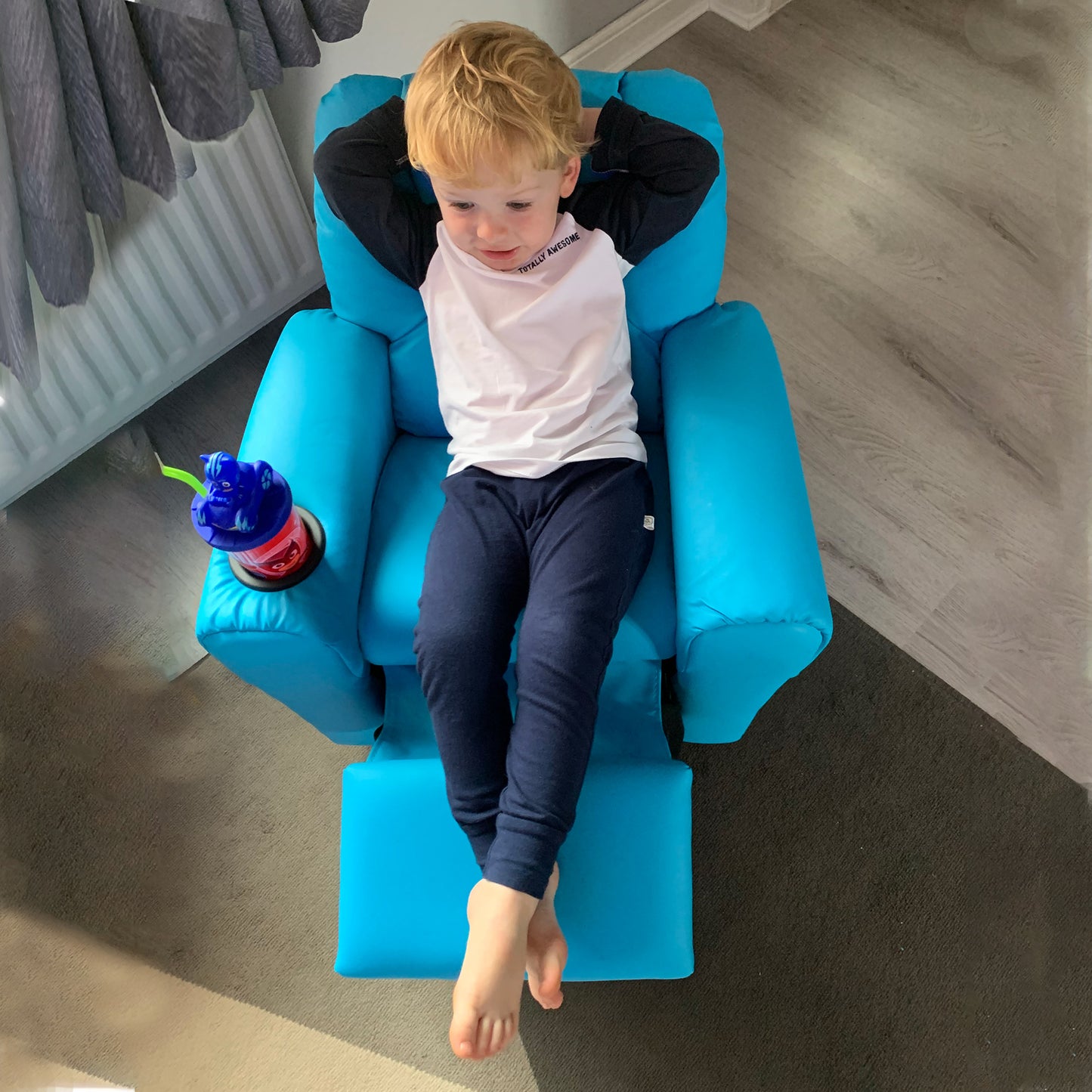 Kids Recliner Chair, PU Leather with Adjustable Backrest, Footrest