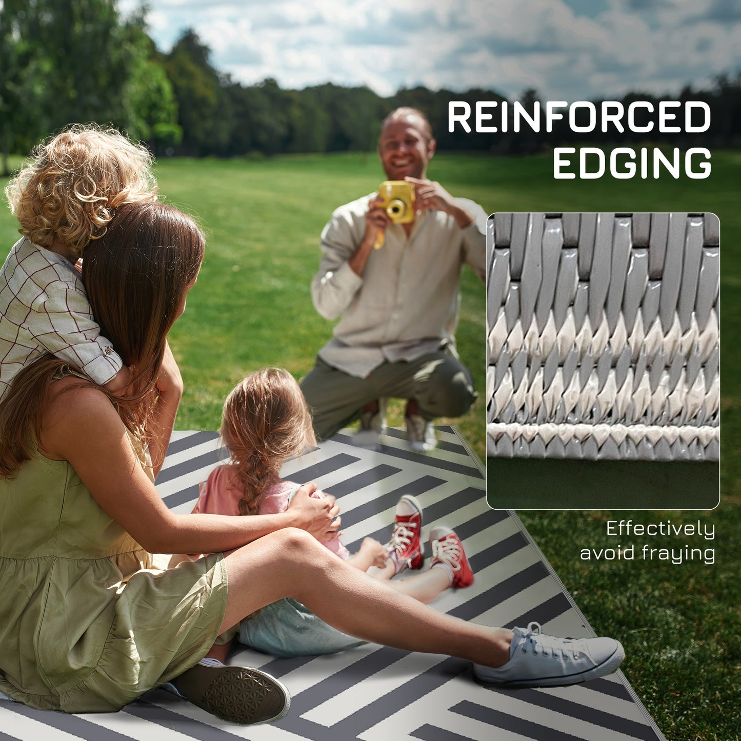 Plastic Straw Reversible RV Outdoor Rug with Carry Bag, 182 x 274cm (1)