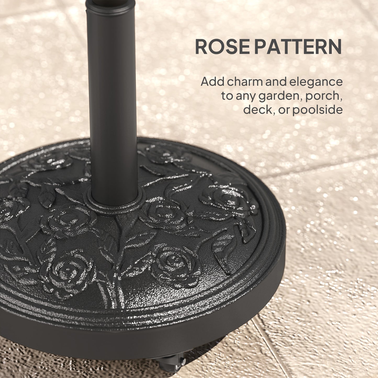 Parasol Base, Umbrella Base with Wheels Cast Iron Effect