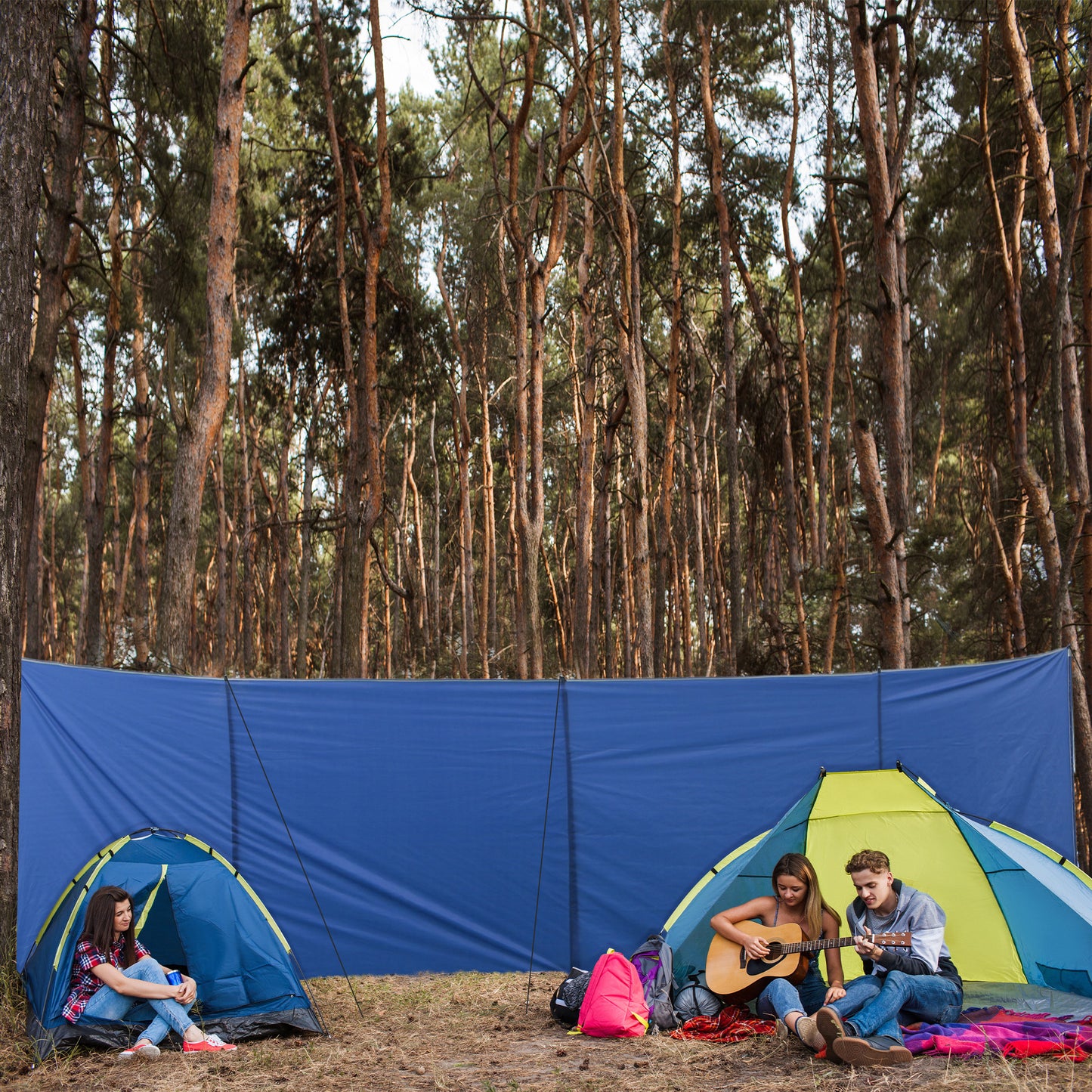 Camping Windbreak, Foldable Portable Wind Blocker w/ Carry Bag