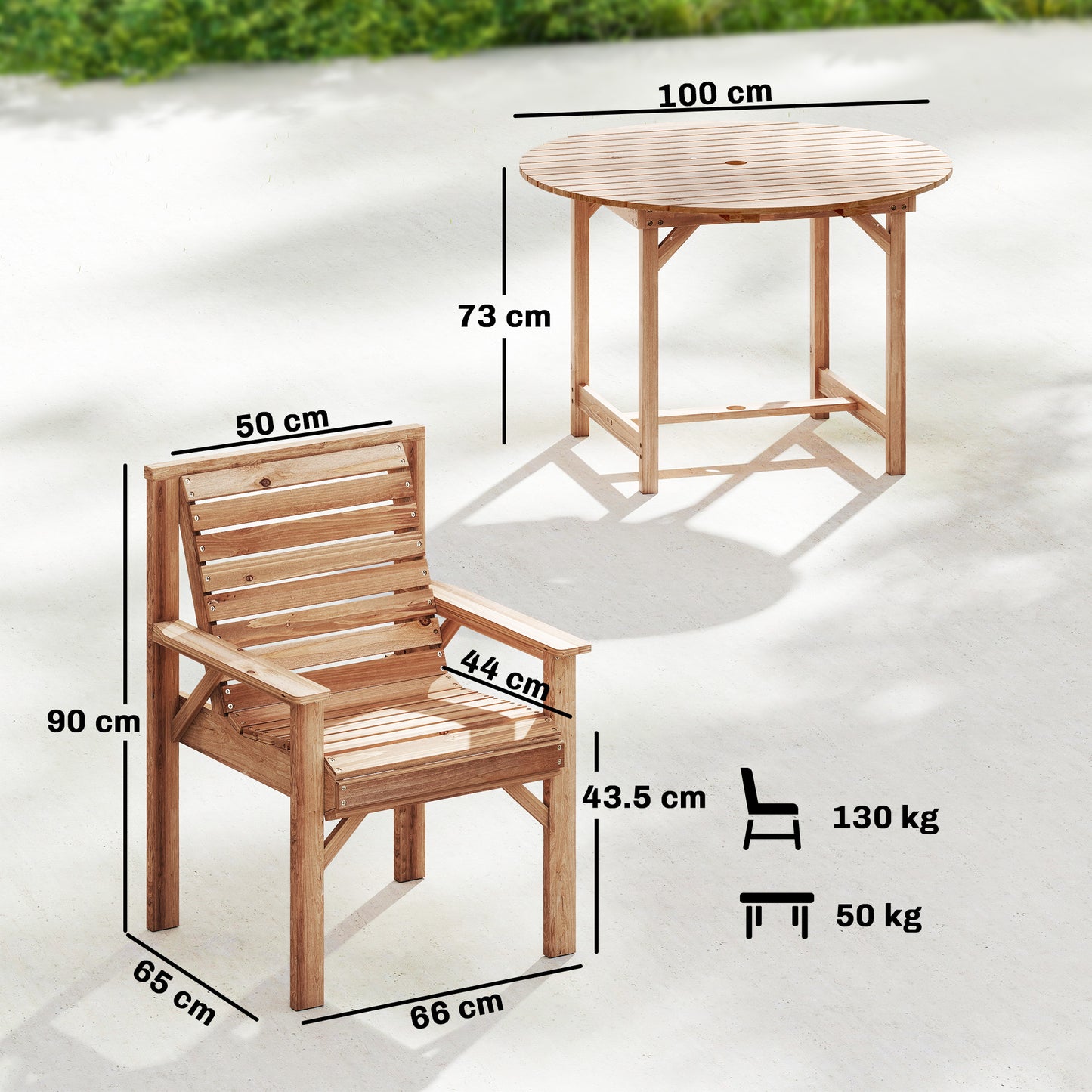 5 Pieces Garden Dining Set with Parasol Hole