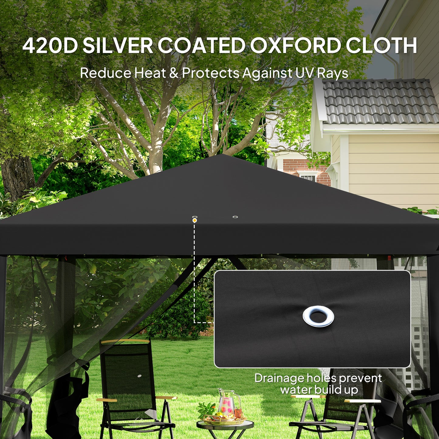 3 x 3 m Pop Up Gazebo, 420D Garden Tent Canopy