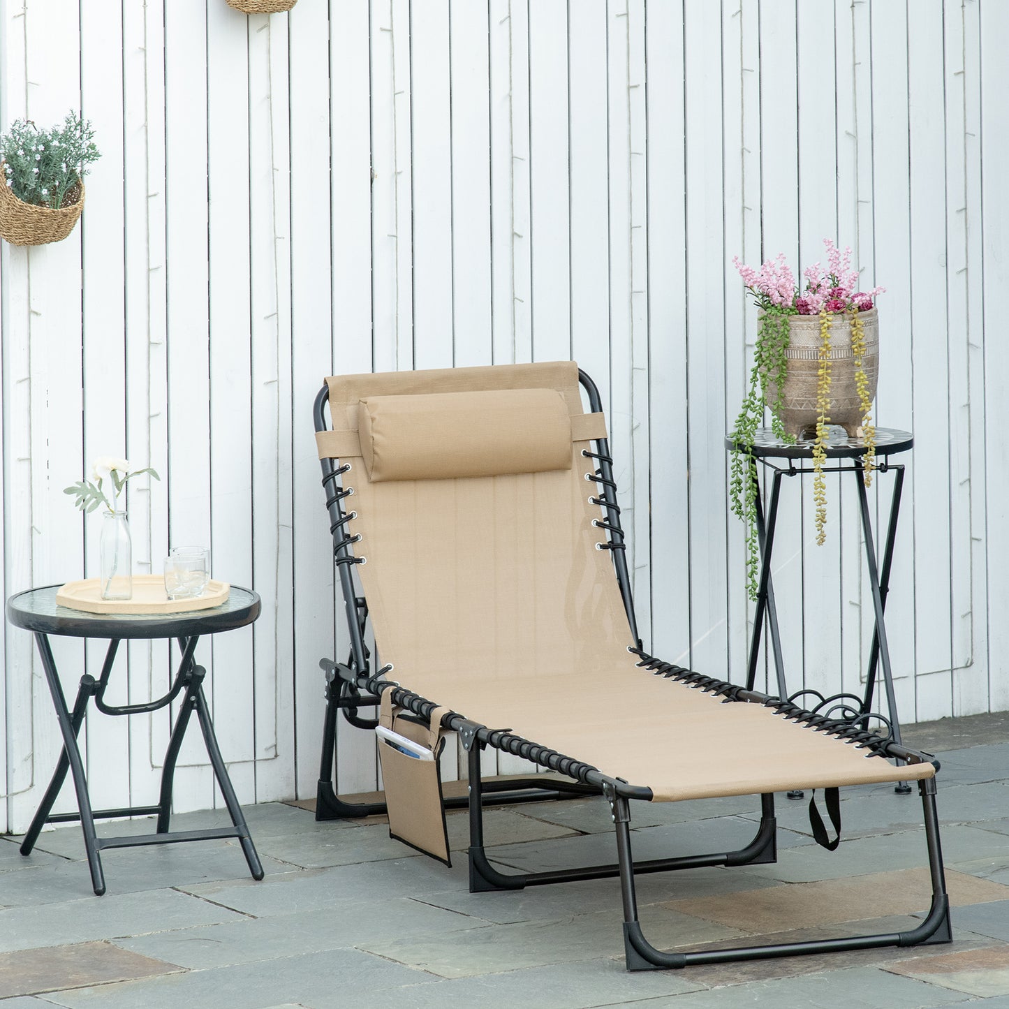 Portable Sun Lounger, Folding Camping Bed Cot