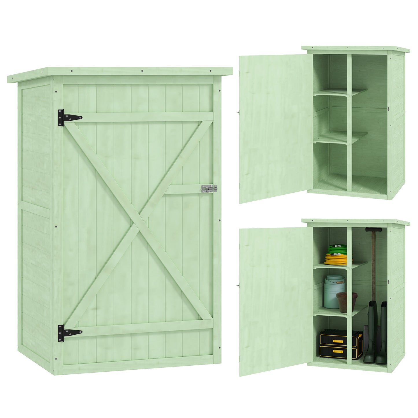 Wooden Small Shed, Garden Storage Shed with Shelves and Bolt Latch