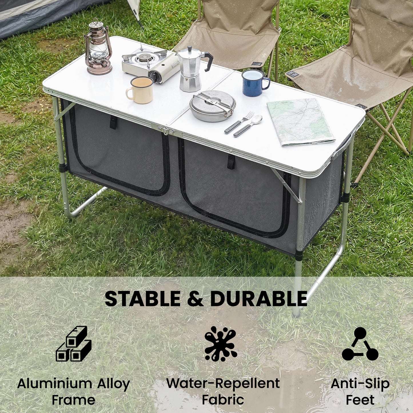 Camping Cupboards Folding Portable Aluminium Camp Cook Station