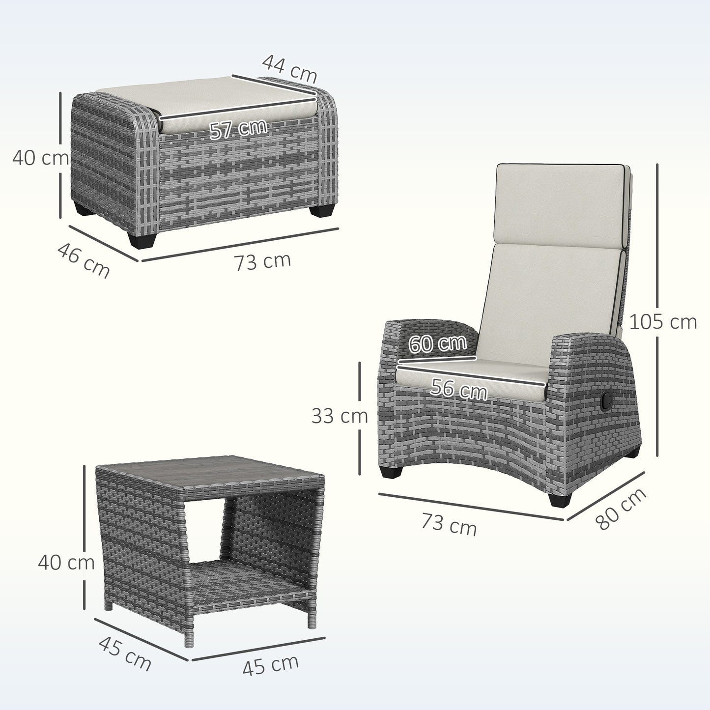 5-Piece Rattan Garden Furniture Set with Cushions