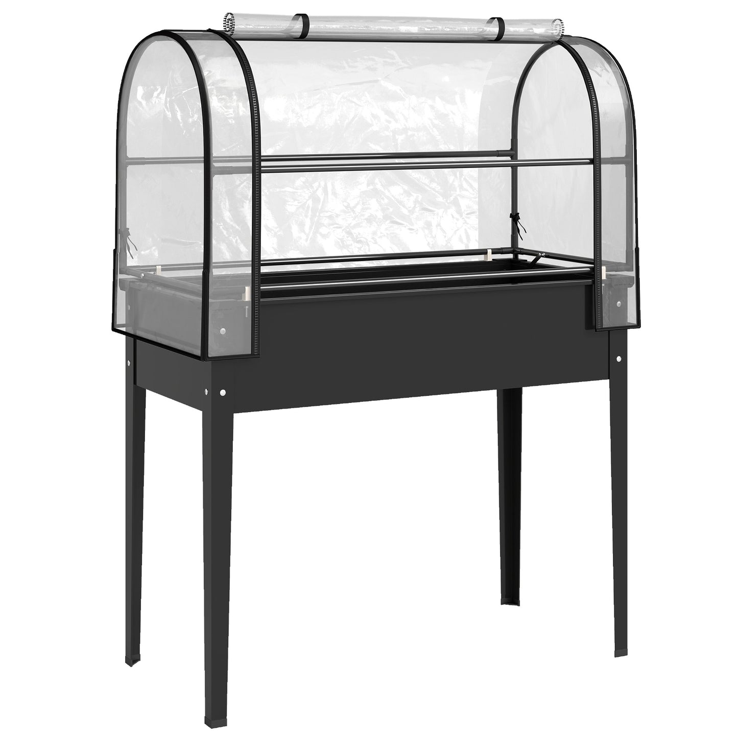 Raised Planter with Flip-Up Greenhouse Cover