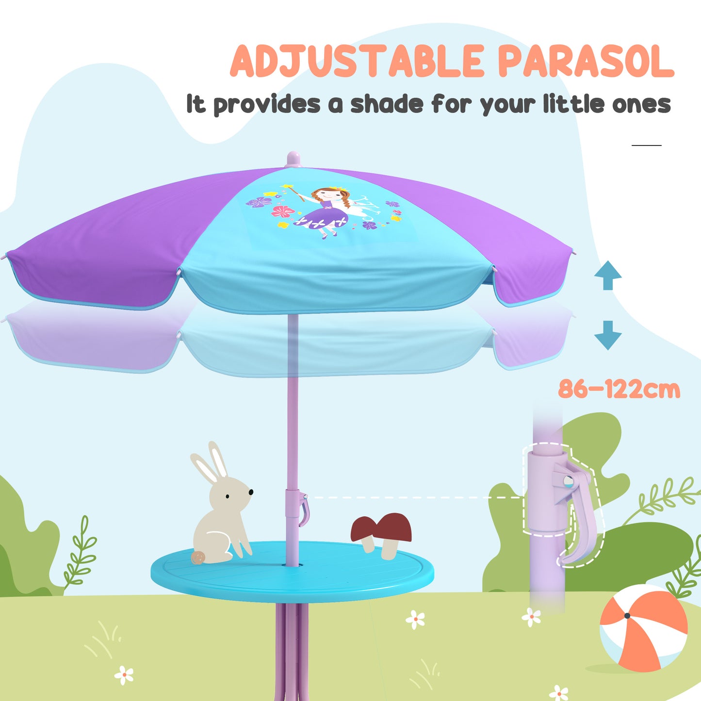 4PCs Kids Garden Furniture Set w/ 2 Seater Garden Swing Chair