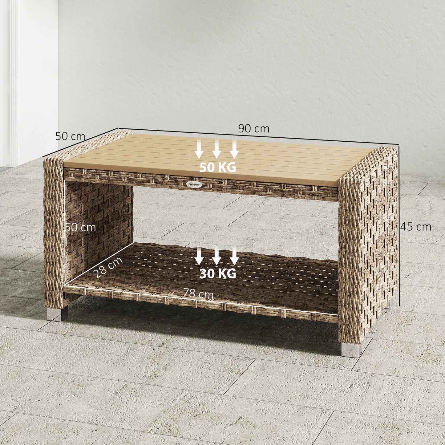 Outdoor Coffee Table with Storage Shelf