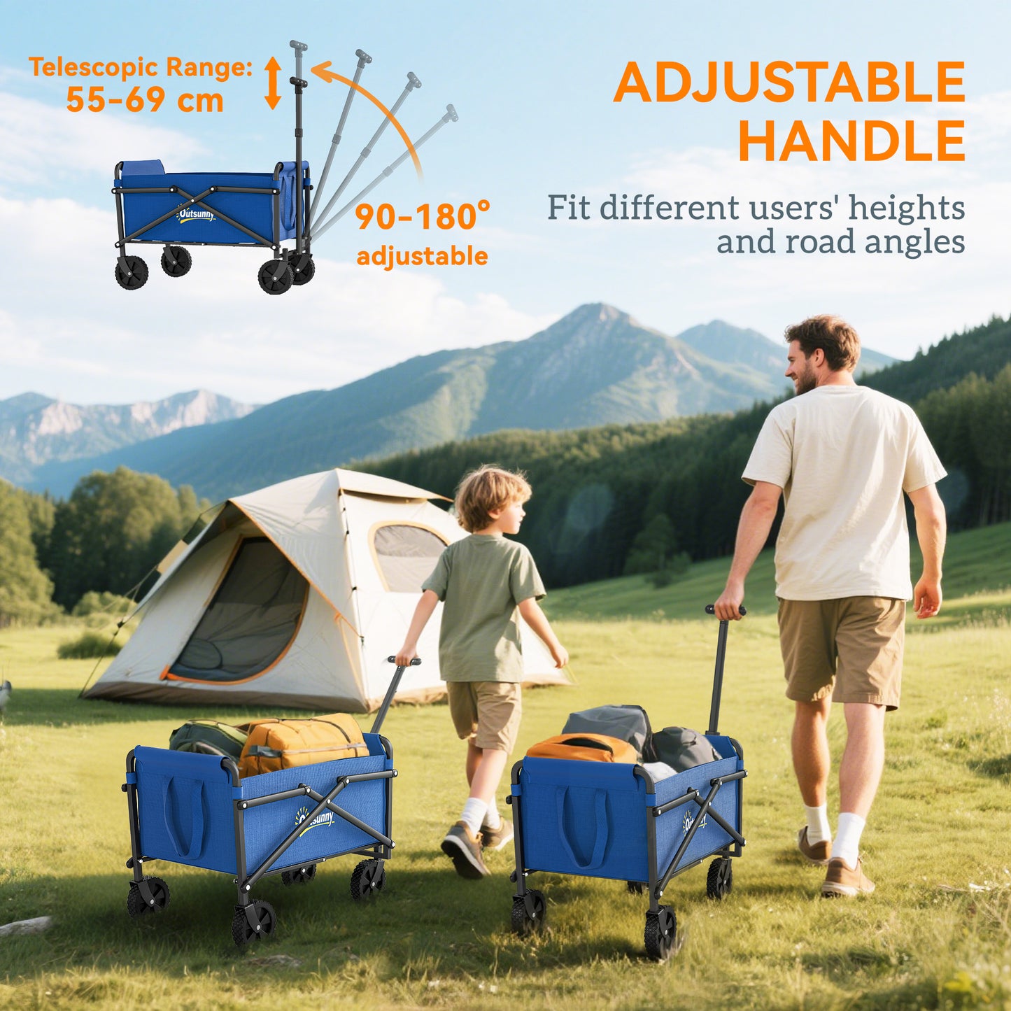 41L Festival Trolley on Wheels, Compact Garden Folding Trolley Cart