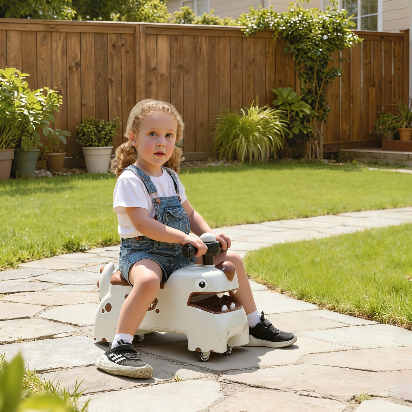 Kids Ride On Car, Dinosaur Foot to Floor Slider with Storage