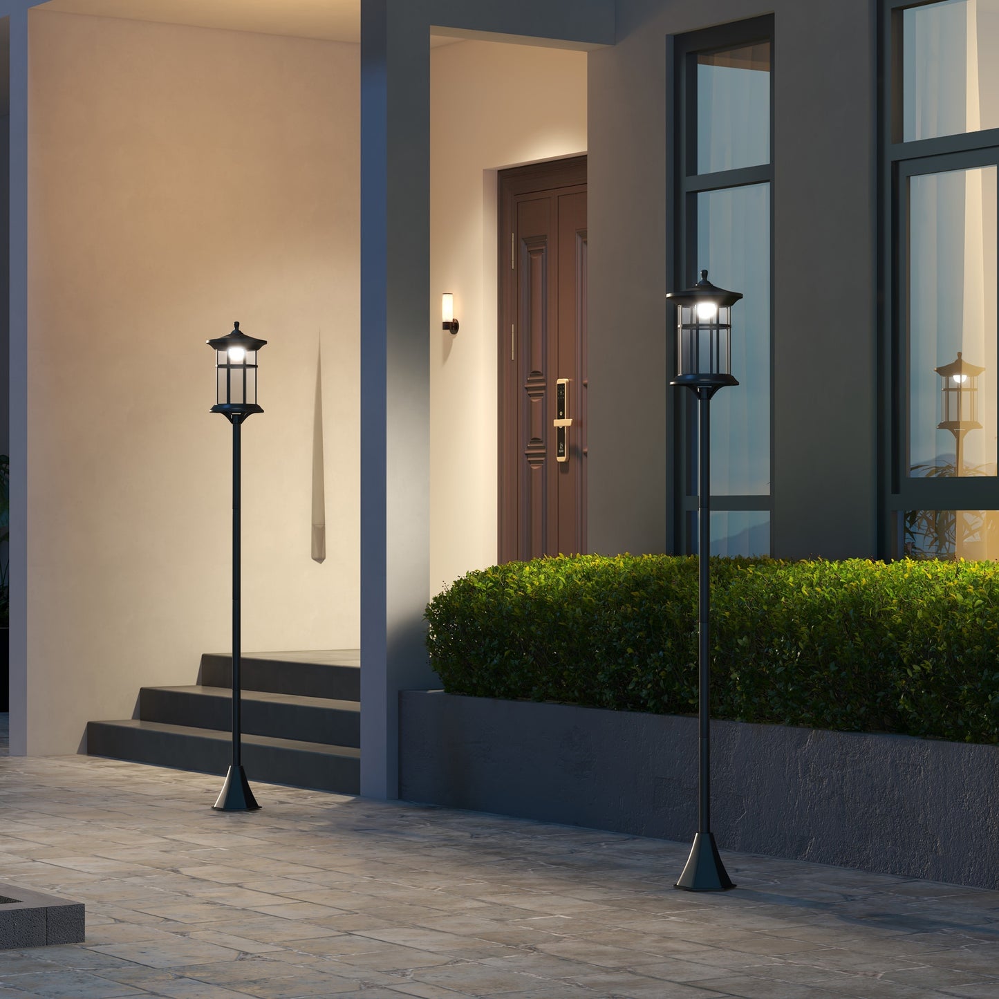 Set of Two 1.8m Traditional Style Solar Lamp Posts