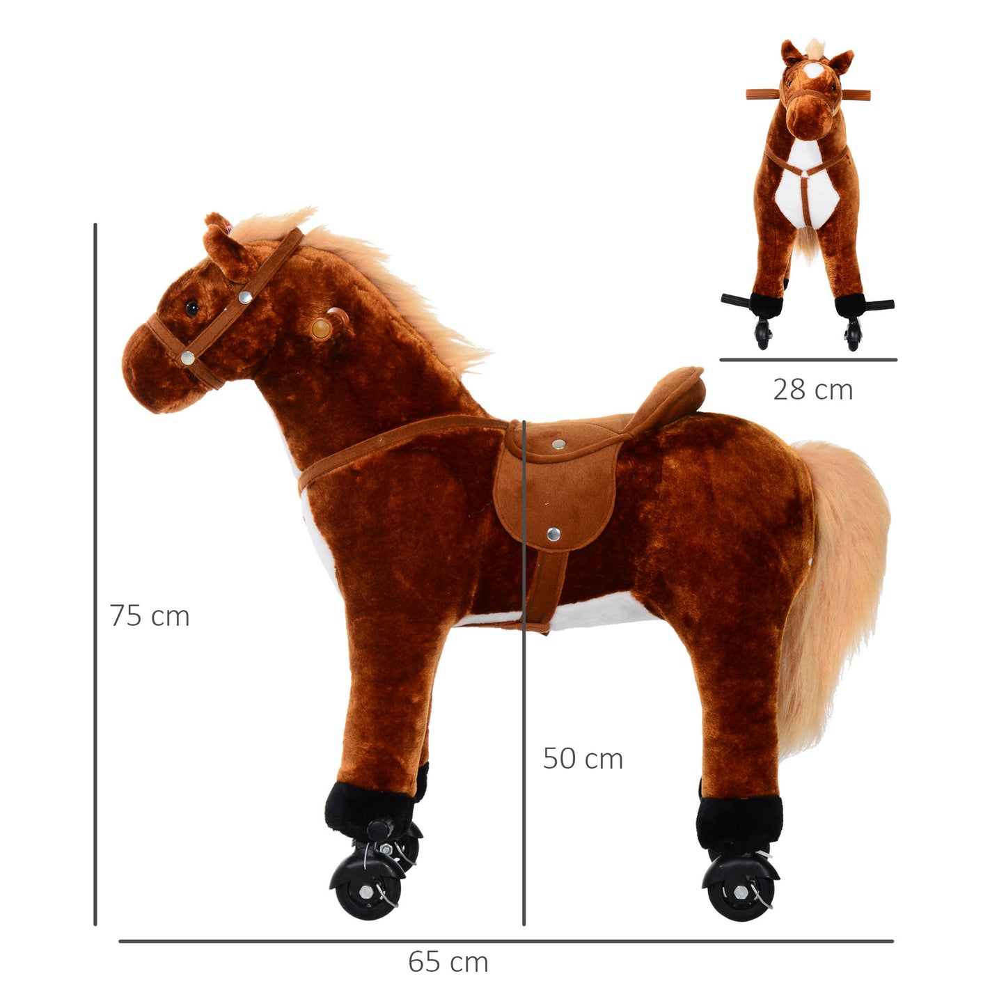Plush Walking Horse Ride On Toy with Wheels