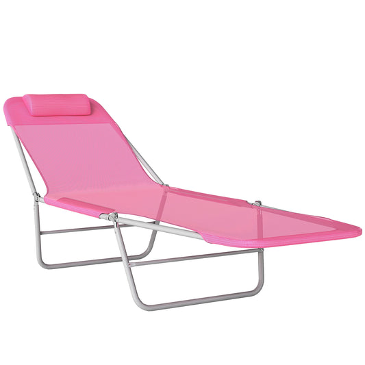 Folding Sun Lounger with Head Pillow